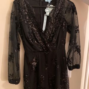She & Sky black sequin romper